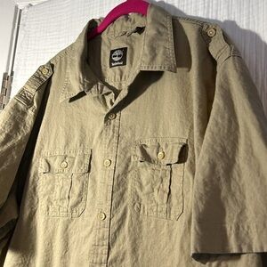 Timberland linen blend short sleeve button-down